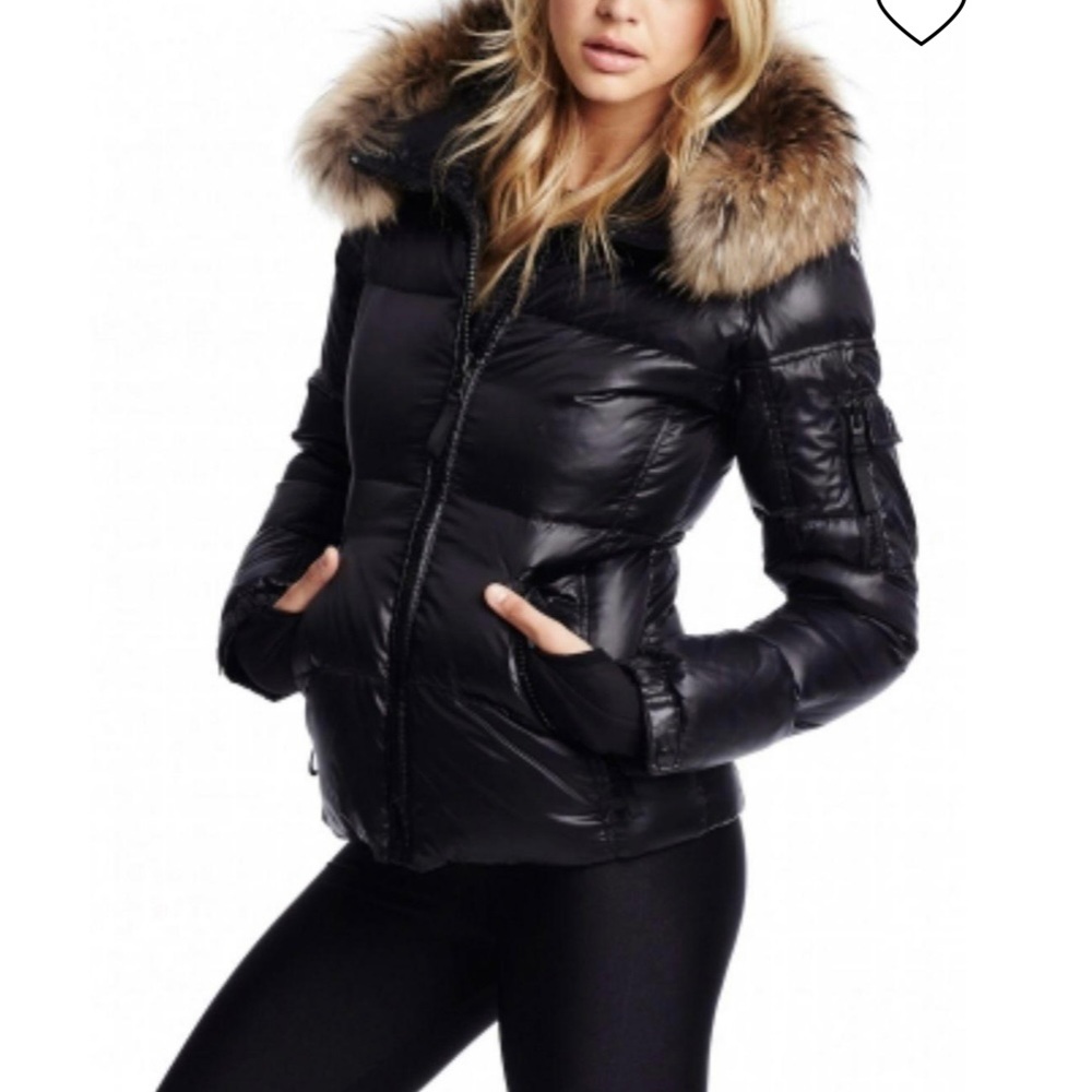 SAM black Blake fur trimmed down jacket size XS